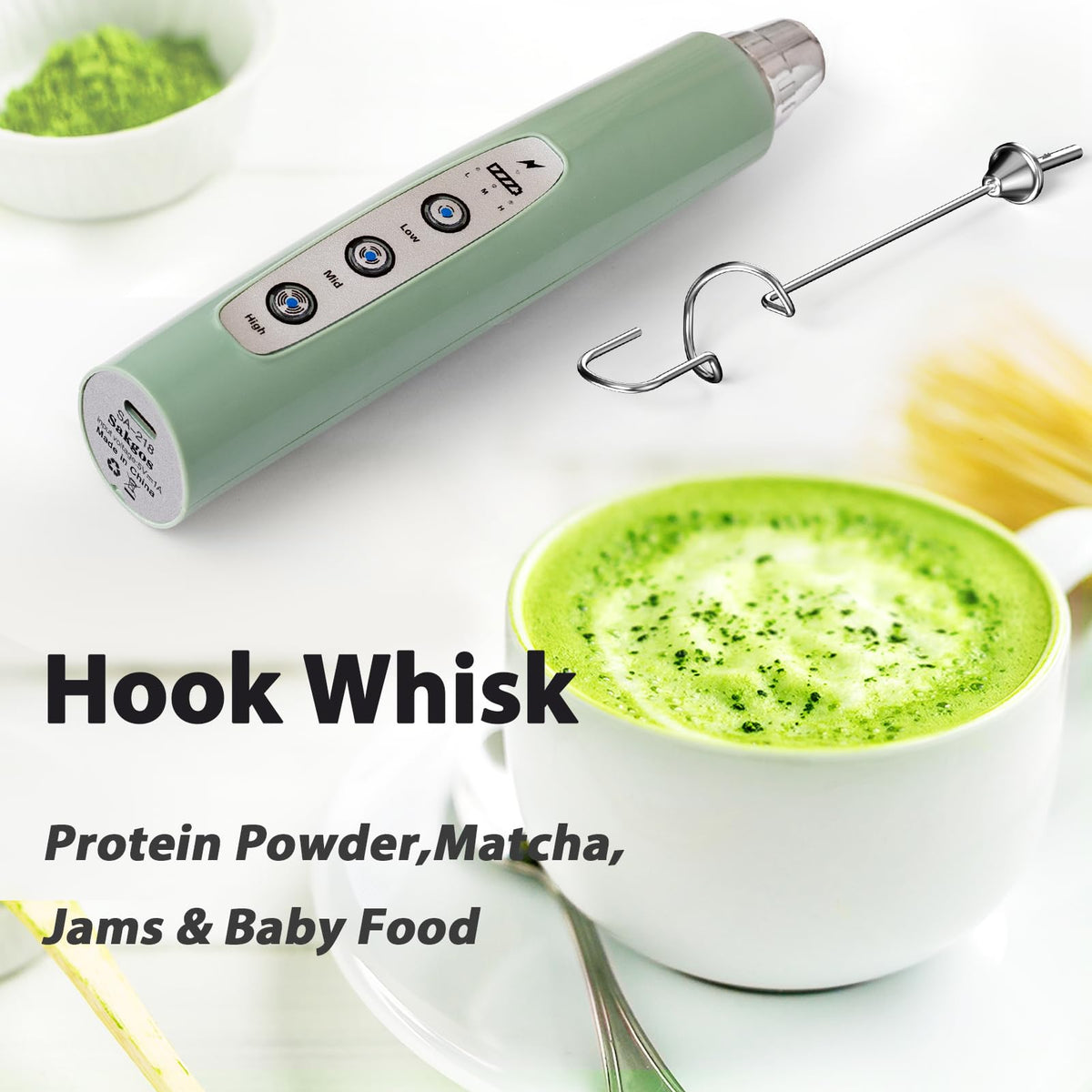 Sakgos 3-speed adjustable frother for milk foam, eggs, and powders