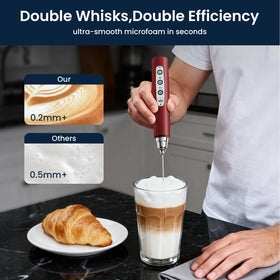 Sakgos frother with three detachable stainless whisk heads for versatile drinks and textures
