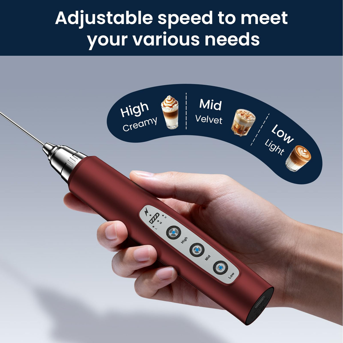 Sakgos ergonomic handle provides comfortable, portable frothing at home or on the go