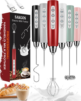 Sakgos Milk Frother Rechargeable Handheld for quick latte froth at home