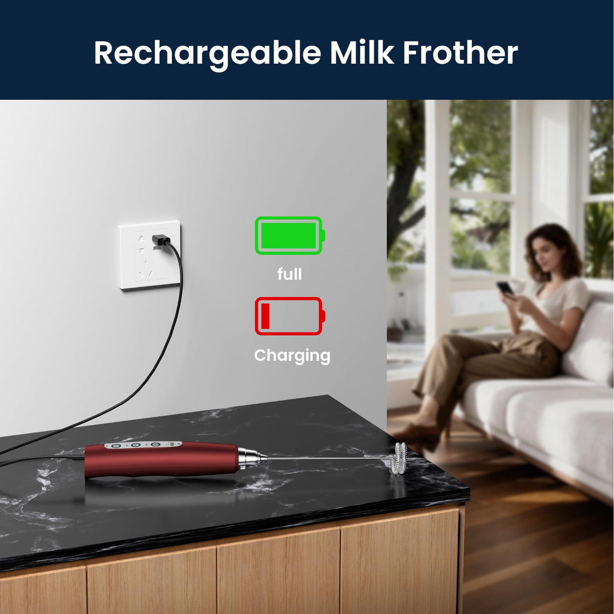 Sakgos milk frother offers three speeds for precise blending and foaming