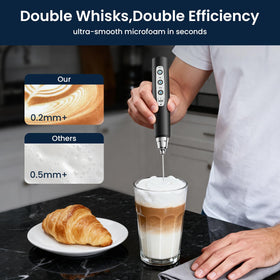 Sakgos rechargeable-milk-frother shown with cordless convenience and USB-C charging.