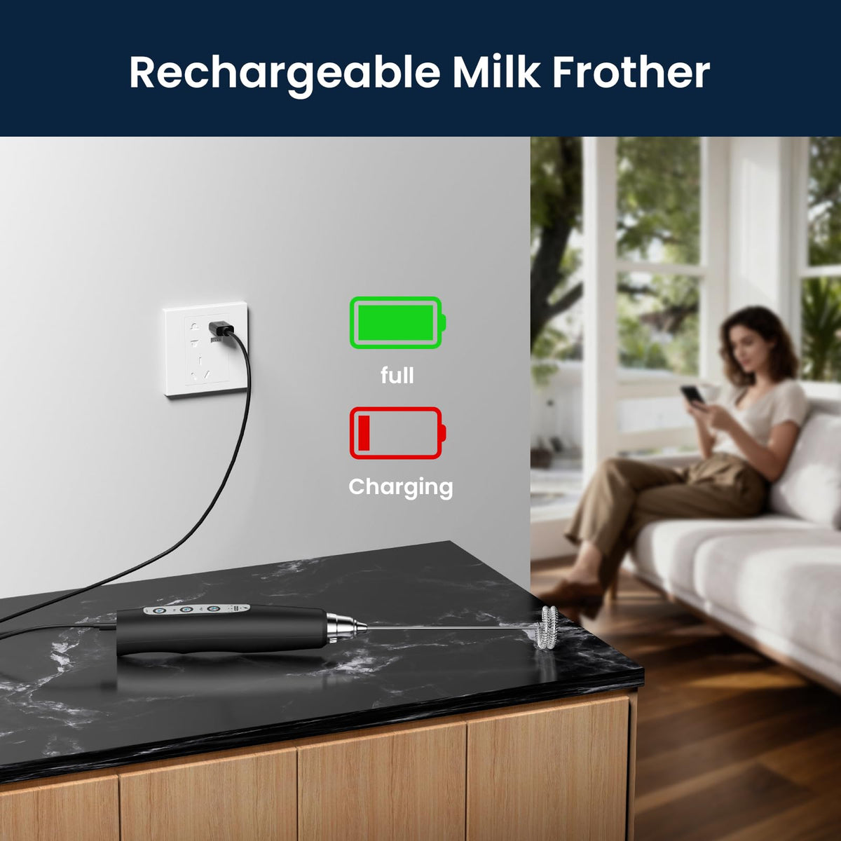 Sakgos-type-c-charging port enabling fast top‑ups for on‑the‑go frothing.