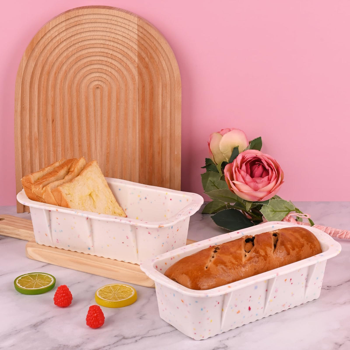 Sakolla Confetti brownie pan, releases smoothly for neat portions.