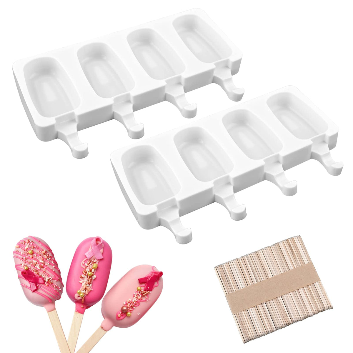 Sakolla mini popsicle molds with oval 4 cavities for quick homemade treats