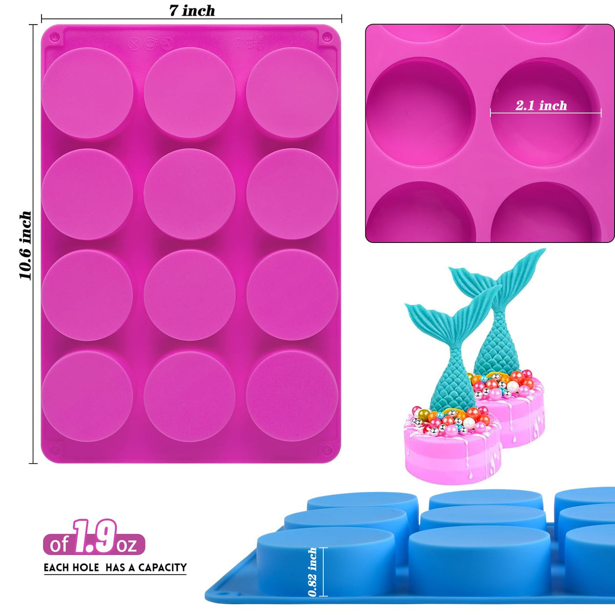 Each cavity measures 2.1 inches in diameter for regular treats.