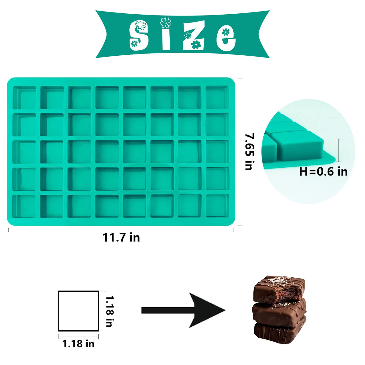 Sakolla square cube silicone molds for uniform chocolates and gummies