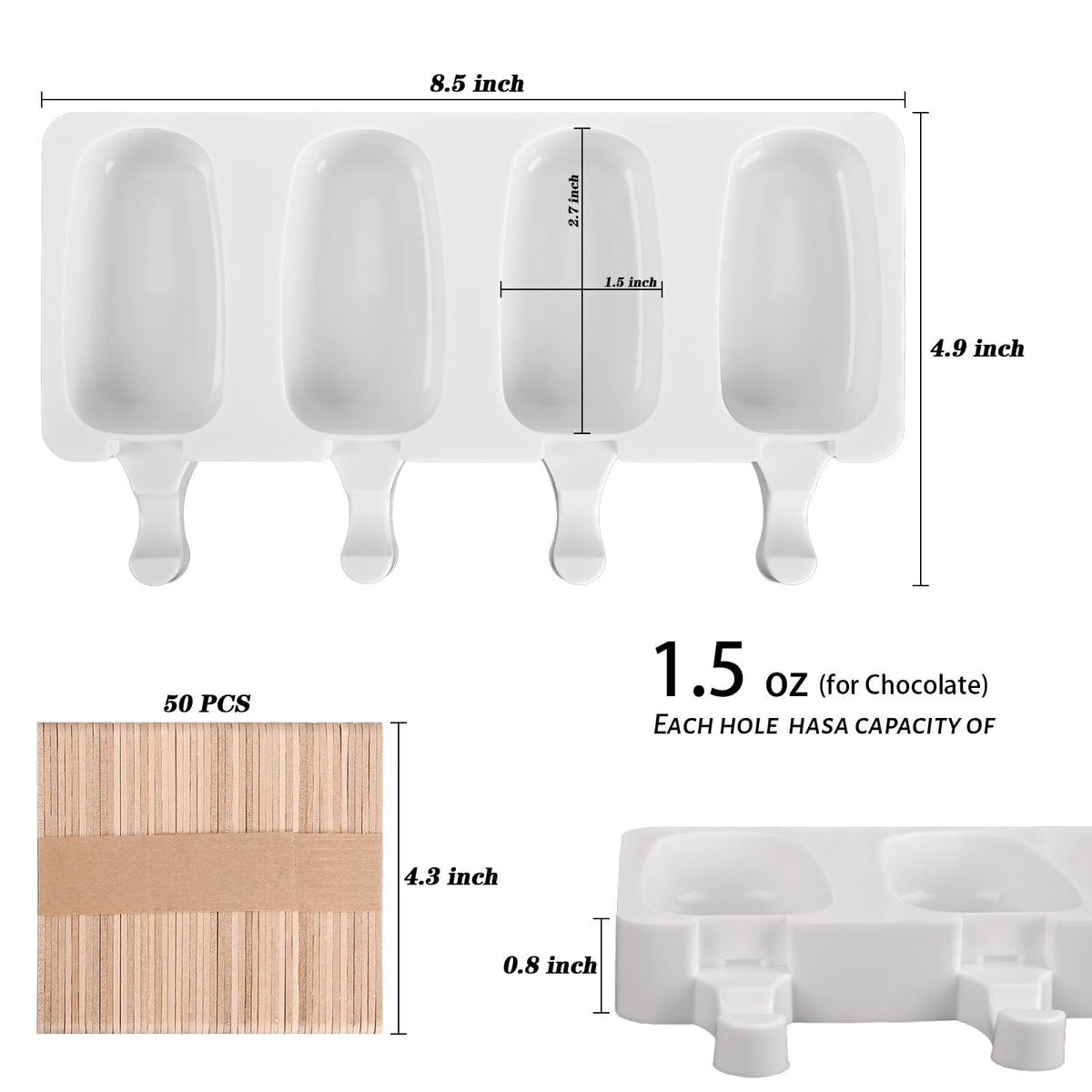 Sakolla wooden sticks included for sturdy popsicle handling and easy serving