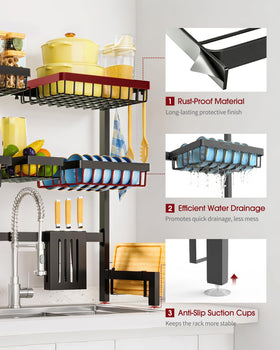 Sakugi adjustable width rack fits 31.5 to 39 inches of sink.