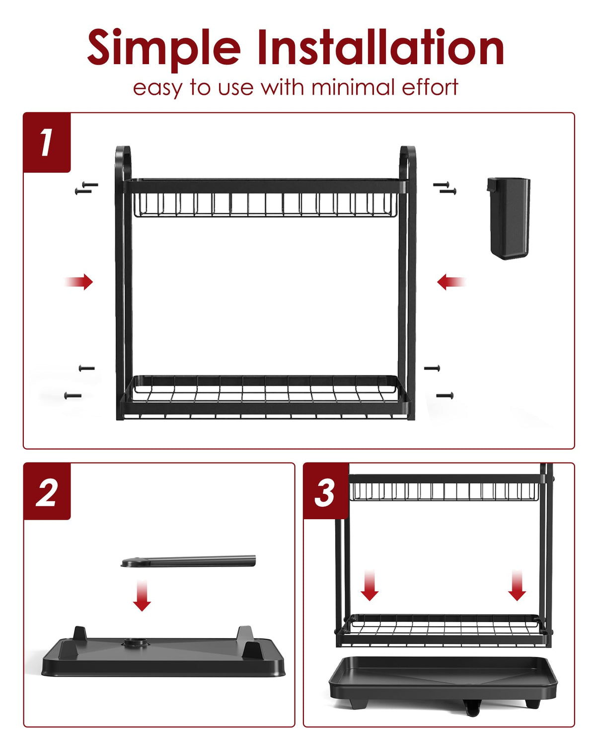 Sakugi black finish durable rack fits small families on countertops