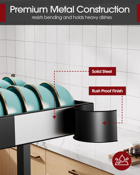 Sakugi rack with 12-inch depth offers stable drying beside the faucet.