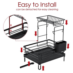 Sakugi dish drying rack 360 swivel spout drains water efficiently