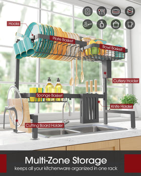 Sakugi dish rack adjustable width from 30 to 33.9 inches.