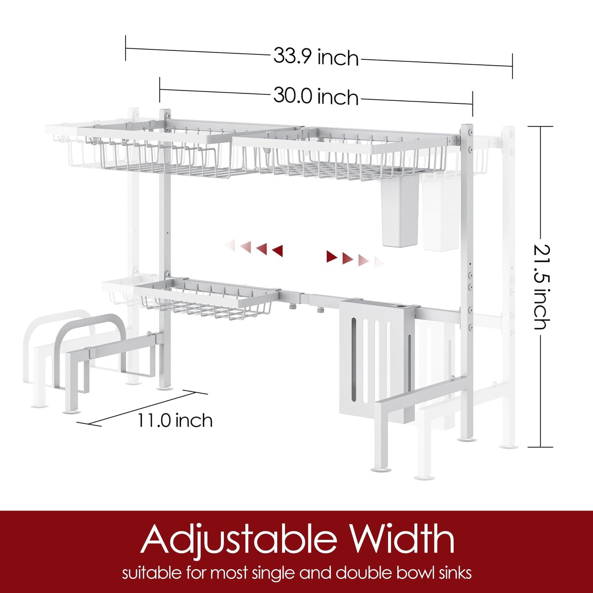 Sakugi dish drying rack featuring a cutting board holder for easy access.