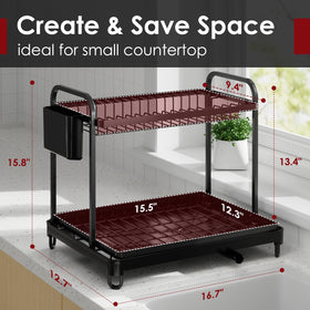 Sakugi dish rack with cutlery holders, rustproof design for durable kitchen use.