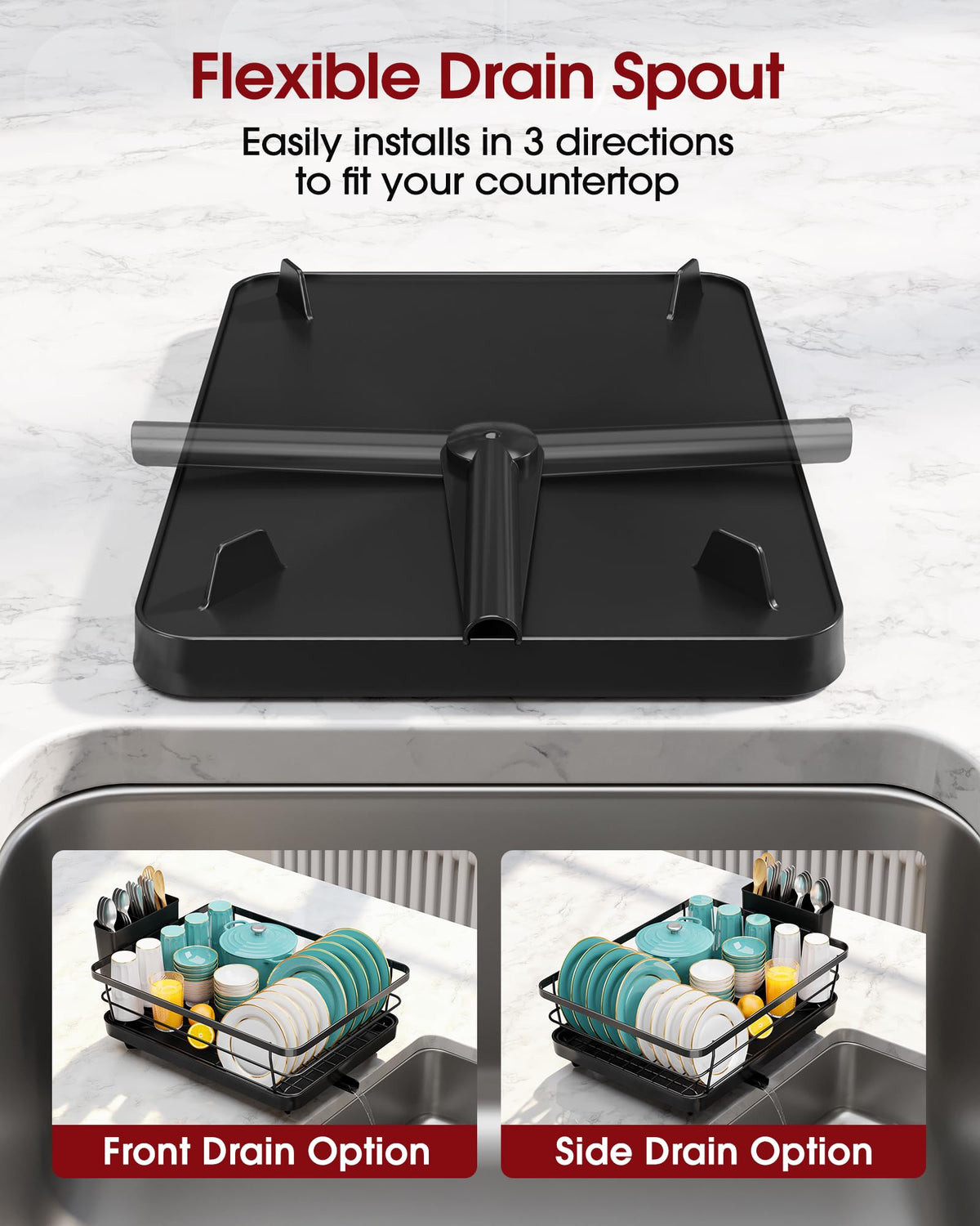 Sakugi dish rack installs easily without tools for quick setup.