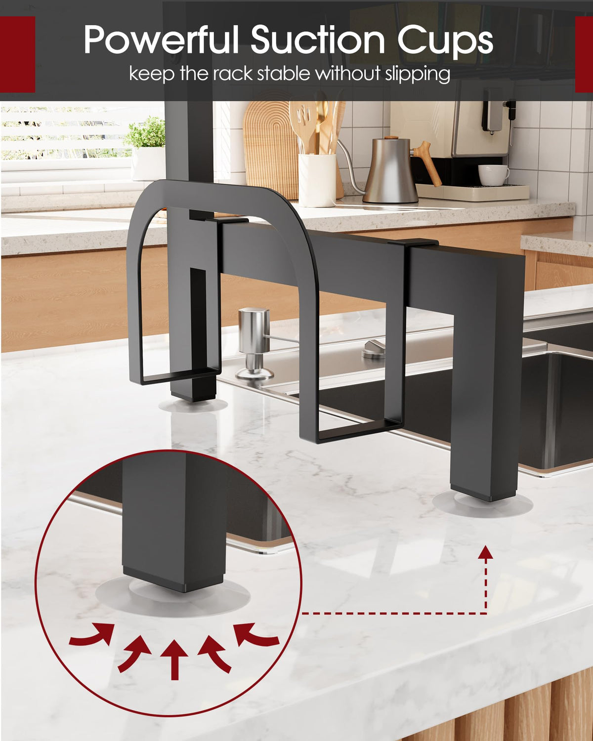 Sakugi expandable design adjusts from 30 to 34.5 inches to fit your sink.