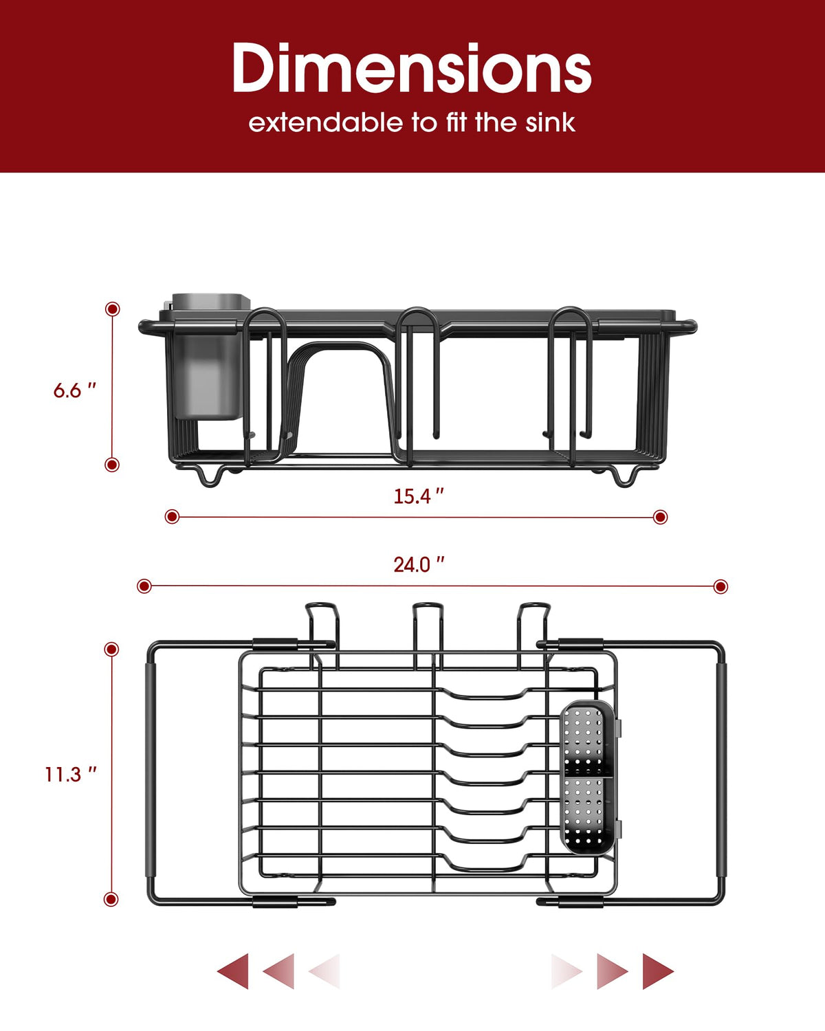 Sakugi expandable support bars adjust to fit many sink sizes