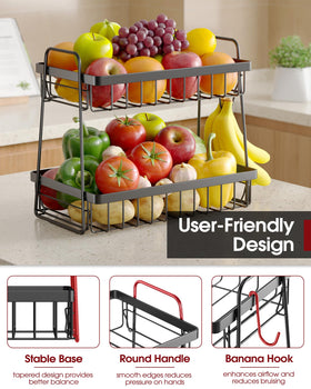 Sakugi fruit basket top and bottom tiers designed for stable storage