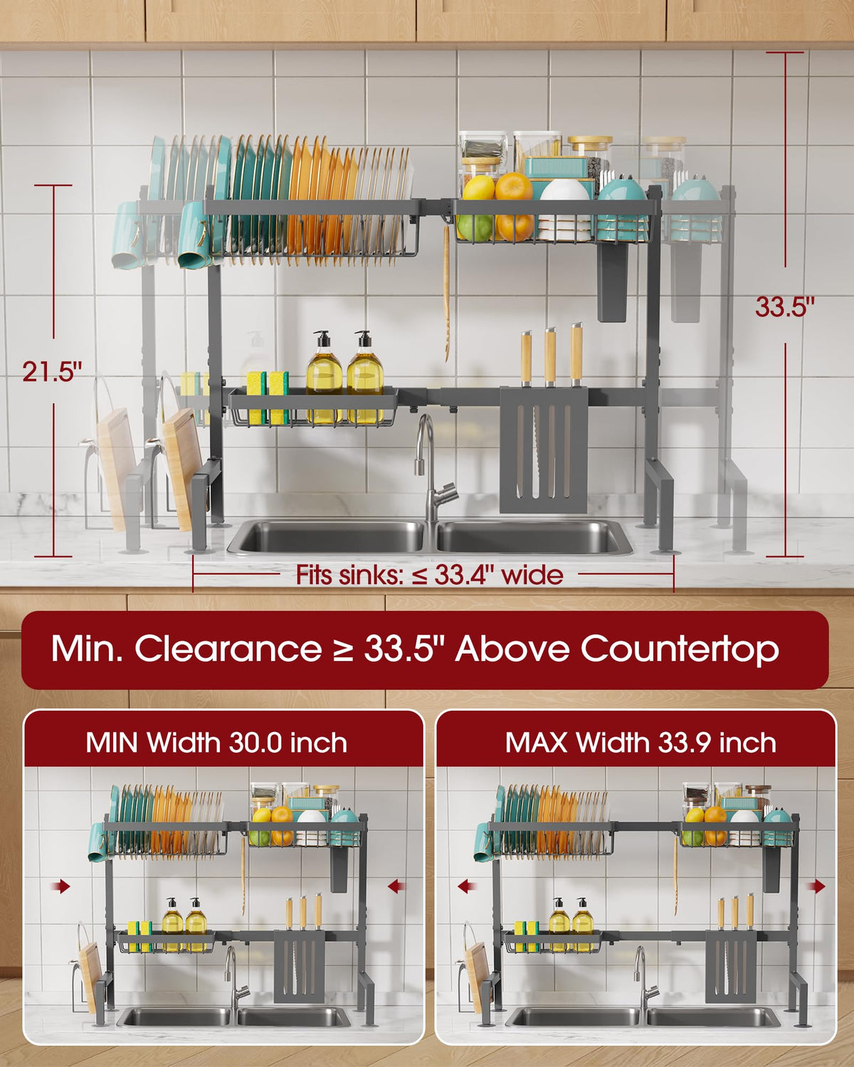 Sakugi multipurpose rack featuring utensil and cutting board holders.