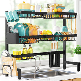 Sakugi over-sink dish drying rack with three tiers for organized counter space.