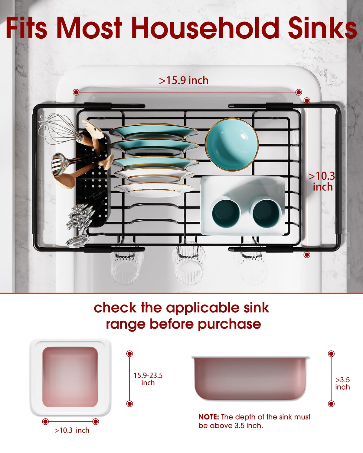 Sakugi stainless steel dish drainer is rust-resistant for durability.