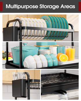 Sakugi stainless steel dish rack with drainboard for efficient drying