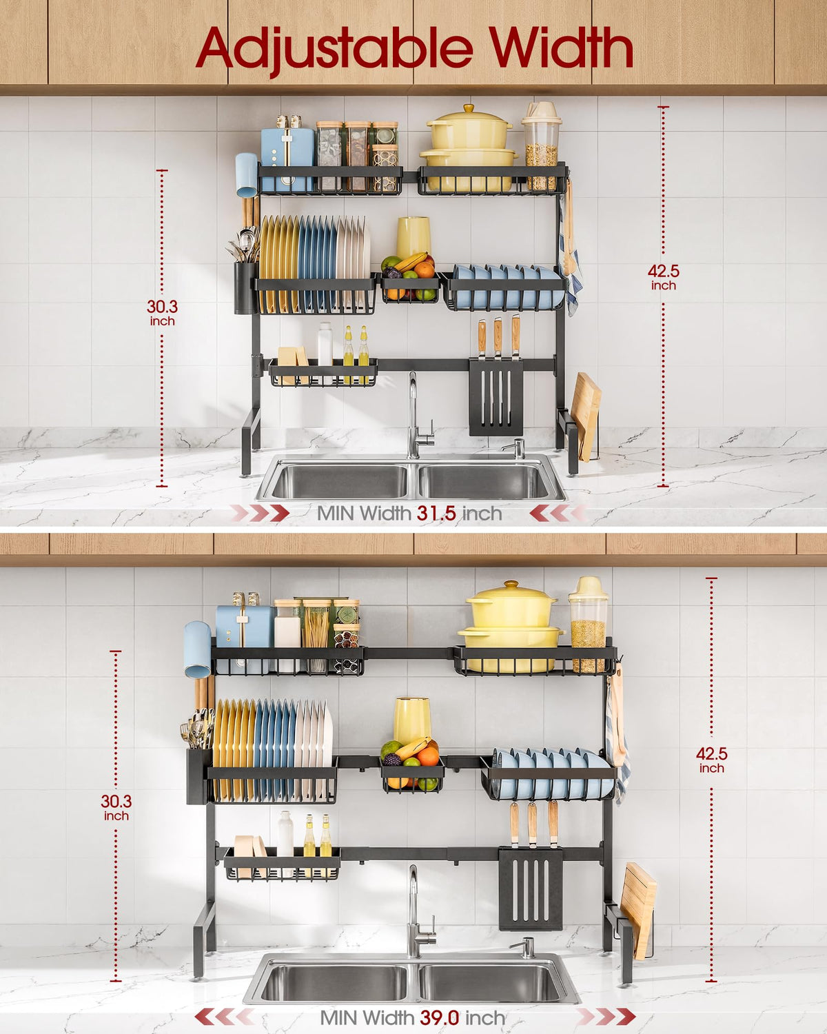 Sakugi stainless steel kitchen organizer proves durable and rust-resistant for daily use.