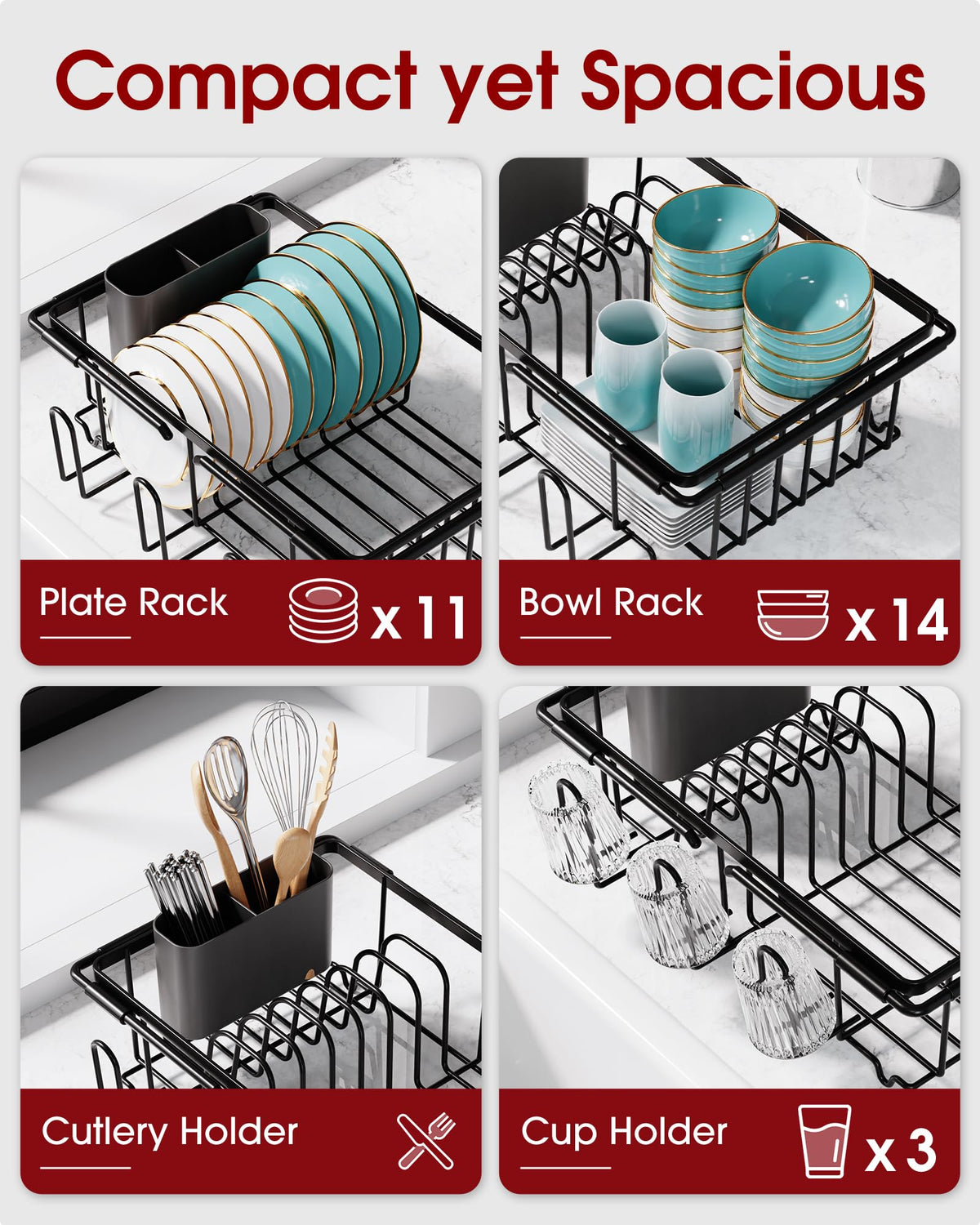 Sakugi three cup holders keep cups upright and dry after washing