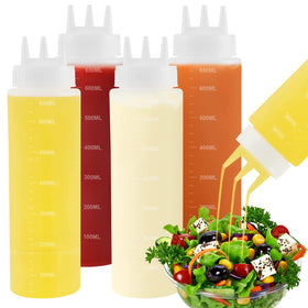 Saladulce 4Pack 23oz squeeze bottles ready for sauces and dressings, easy to use.