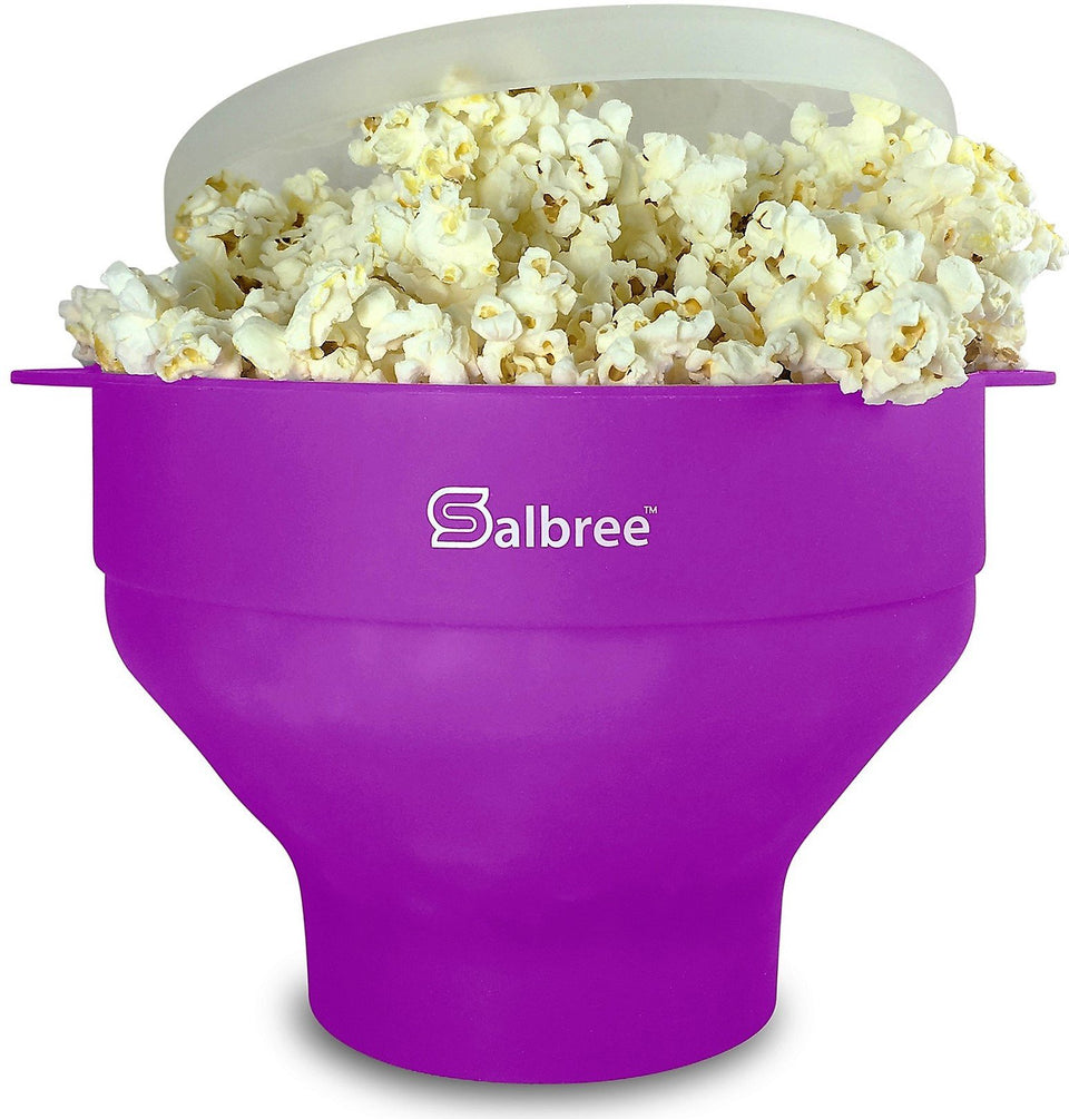 Salbree collapsible popcorn maker folded for compact storage in small kitchens