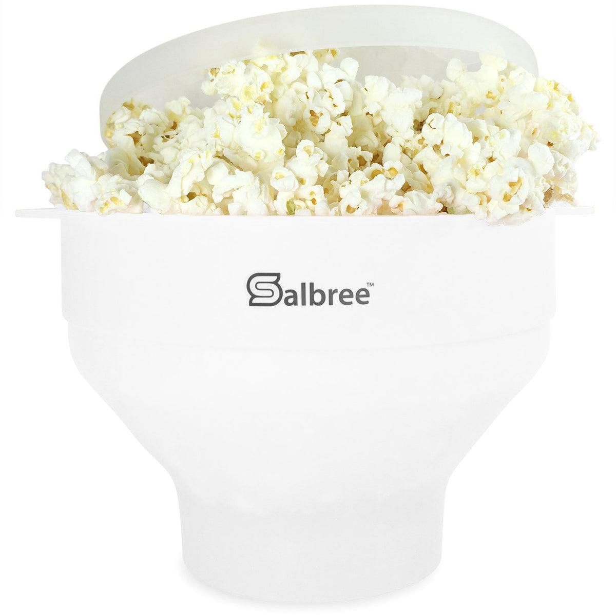 Salbree collapsible popcorn maker in white ready for quick microwave popcorn