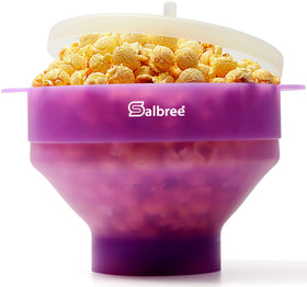 Salbree collapsible popcorn popper with 16-cup capacity for oil-free popping