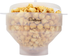 Salbree collapsible silicone popcorn popper in microwave saves space