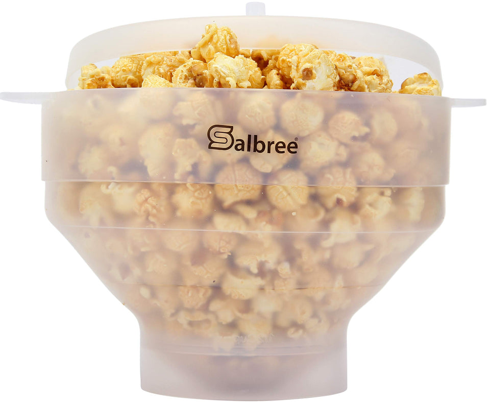 Salbree collapsible silicone popcorn popper in microwave saves space
