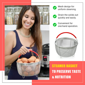 Salbree steamer basket fits 8 qt Instant Pot models for versatile steaming