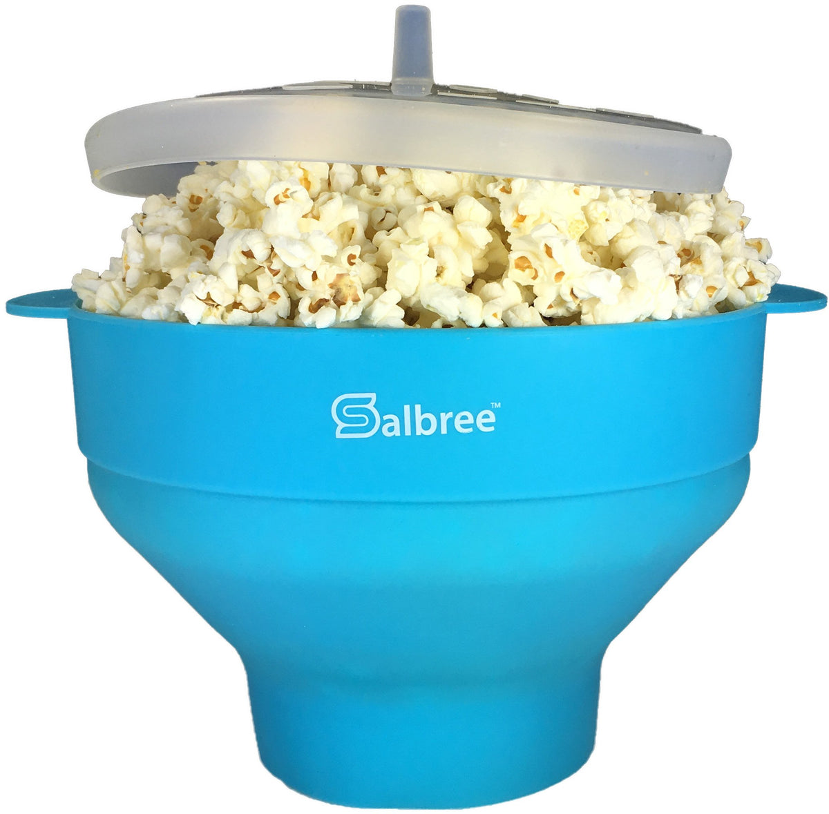 Salbree popcorn popper turquoise, ready-to-use for quick snacking.