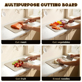 Saliva titanium cutting board durable one-piece construction resists cracking and moisture.
