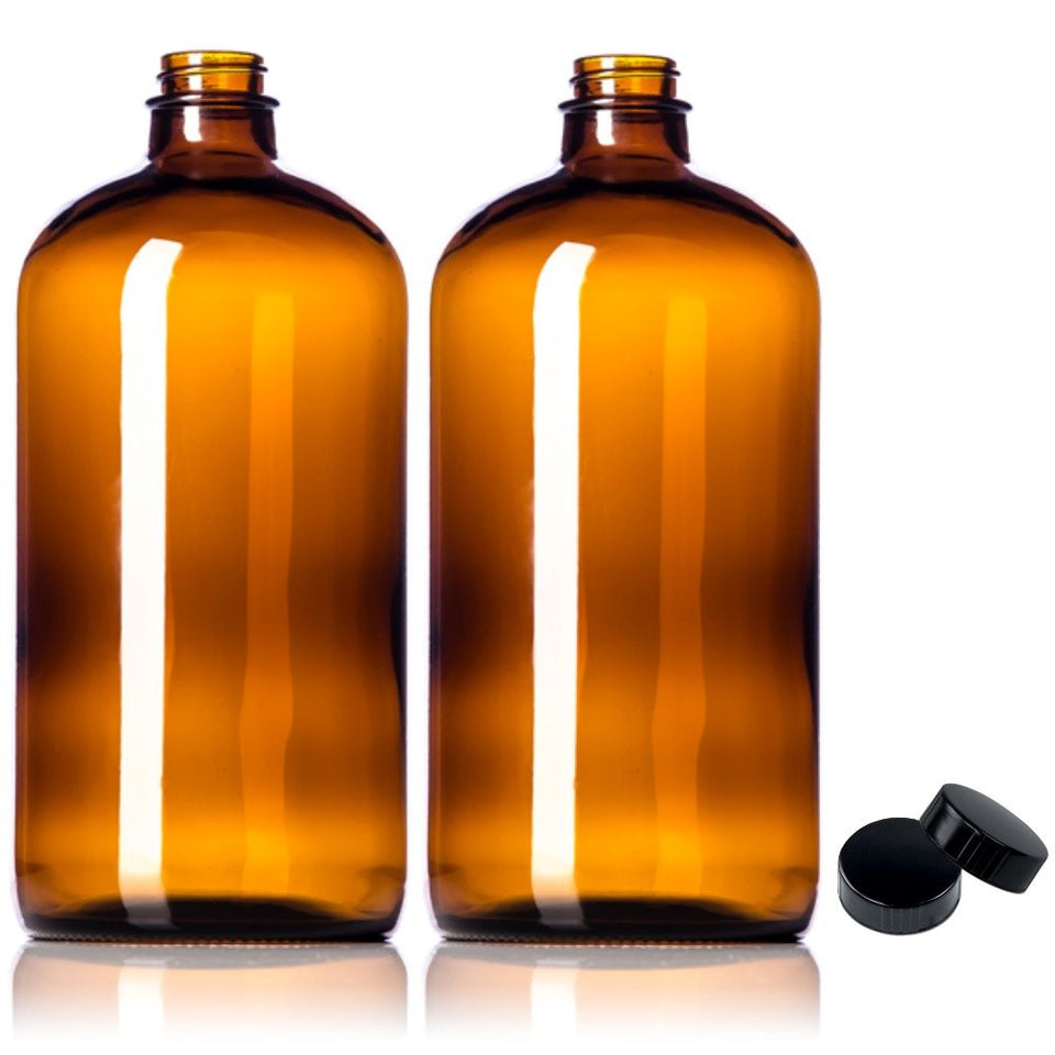 Sally's Organics amber glass bottle 32oz preserves freshness and flavor