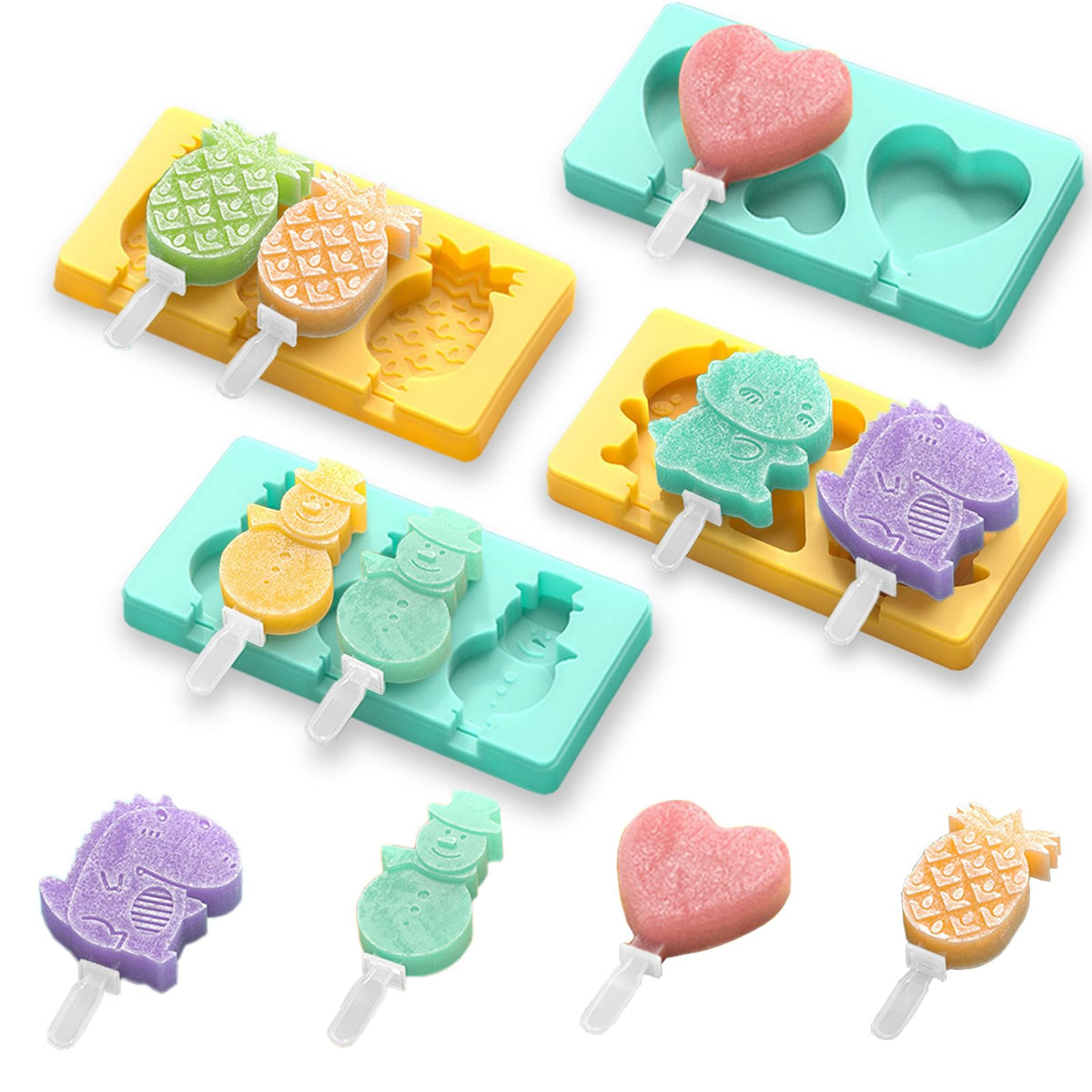 Salomayes kids cartoon popsicle molds in four shapes for kid friendly frozen treats