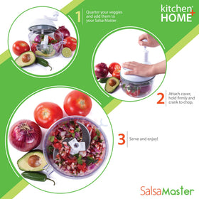 Salsa Master 5-cup bowl with pour spout for easy prep.