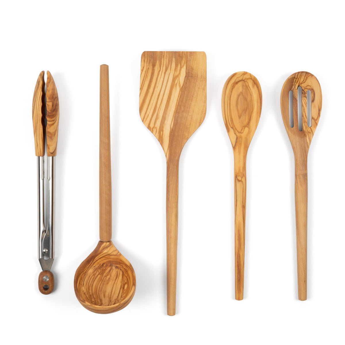 Salt & York olivewood turner designed to flip foods smoothly without scratching nonstick cookware.