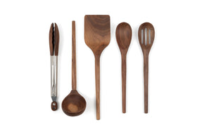 Salt & York walnut spoon for stirring and serving with smooth balance.