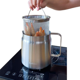 Saltlas deep fryer pot with basket for crispy fries at home.