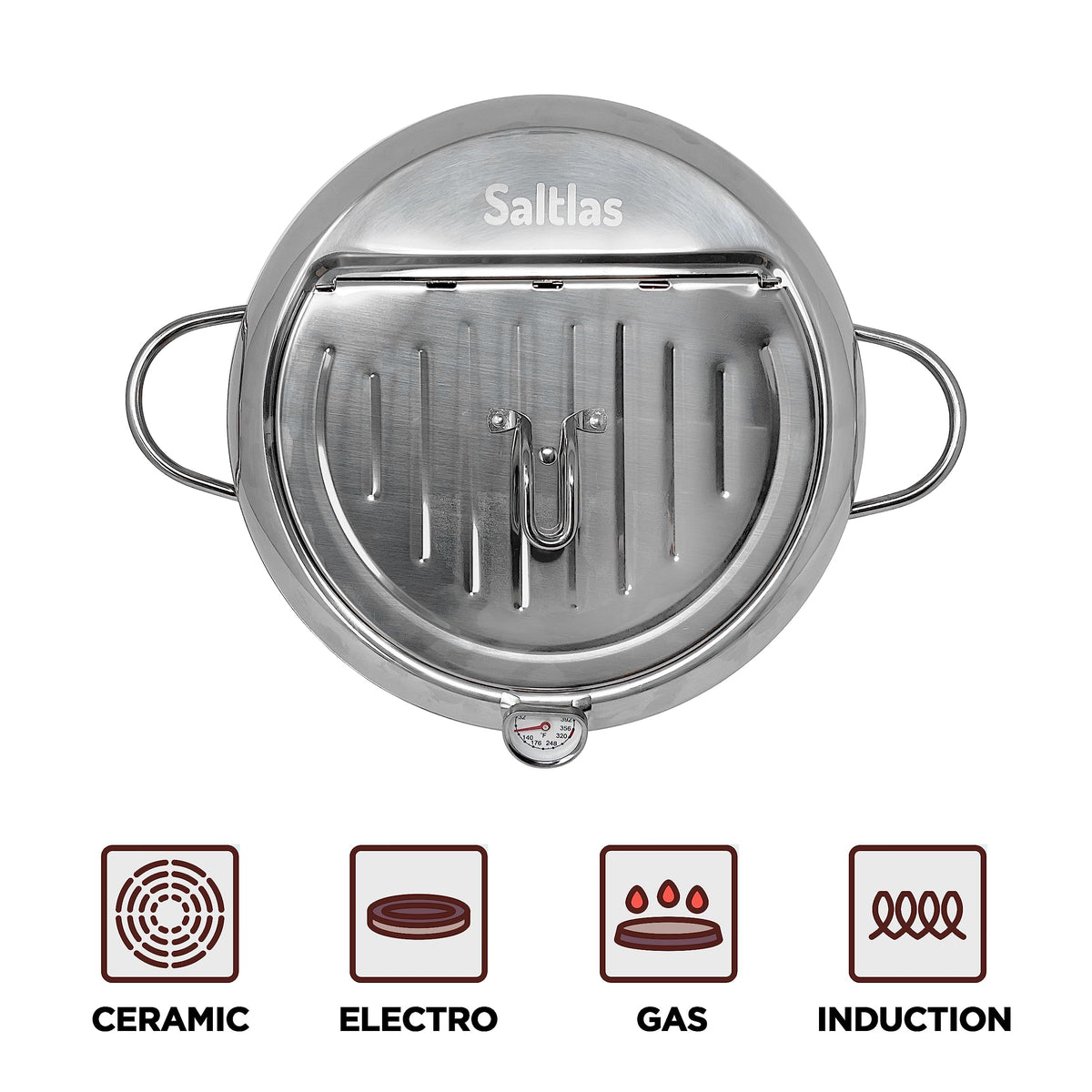 Saltlas deep fryer pot oil drain rack aids quick draining of excess oil