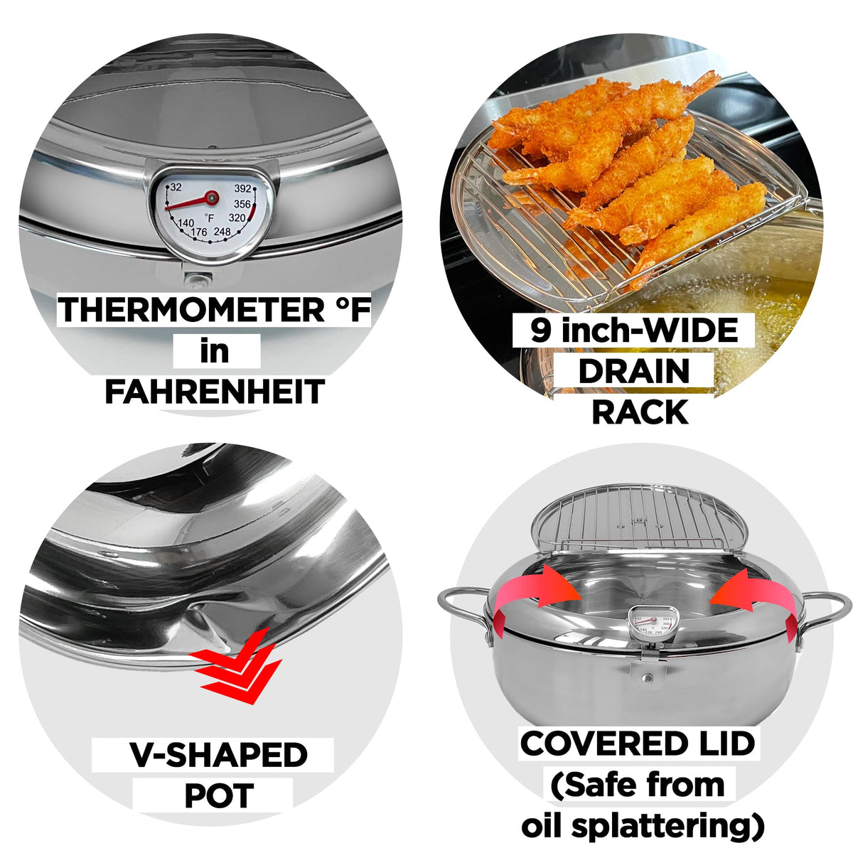 Saltlas deep fryer pot stainless steel body ensures durability and easy cleaning
