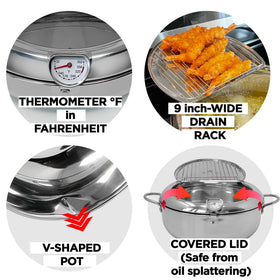 Saltlas deep fryer pot stainless steel body ensures durability and easy cleaning