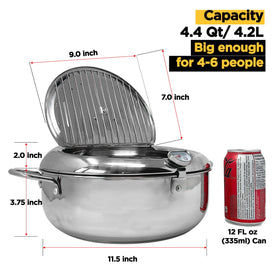 Saltlas deep fryer pot V-shaped mouth allows safe, controlled oil pouring