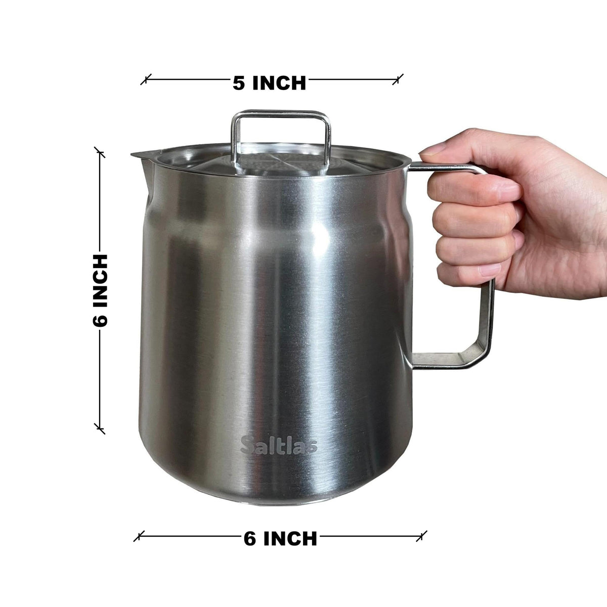 Saltlas double-bottom stainless pot delivers even heating during frying.