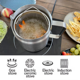 Saltlas induction-compatible deep fryer works with gas, electric, or induction.